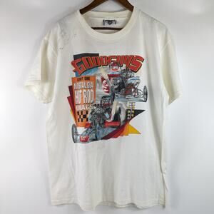 Vtg 1992 Drag Racing Mens L T-Shirt Autographed Pure Hell Larry Huff Goodguys